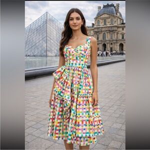 Anthropologie NWT CeliaB Corsica Asymmetrical Ruffle Dress size S.